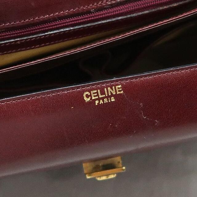 celine(セリーヌ)のCELINE セリーヌ レザー ショルダーバッグ 赤 オールドセリーヌ ボルドー レディースのバッグ(ショルダーバッグ)の商品写真