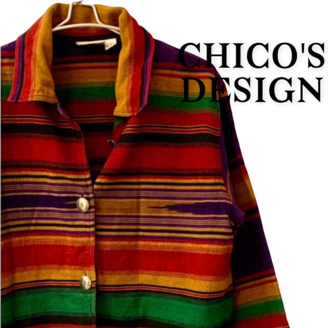 CHICO'S DESAIN ボーダーエスニックコットンジャケット 1