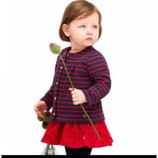 プチバトー(PETIT BATEAU)のプチバトーボーダーカーディガン　24m 女の子　ベビー(カーディガン/ボレロ)