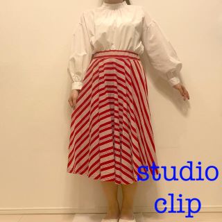 スタディオクリップ(STUDIO CLIP)のスカート スタディオクリップ ストライプ studioclip(ひざ丈スカート)