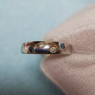 ジュエリーツツミ(JEWELRY TSUTSUMI)のピンキーリング K14WG ブルーダイヤモンド(リング(指輪))