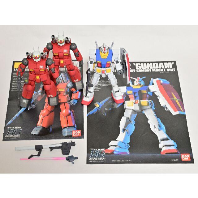 完成品 HGUC 1/144 ガンダム、ガンキャノン×２ 全塗装品 3体セット エンタメ/ホビーのおもちゃ/ぬいぐるみ(模型/プラモデル)の商品写真