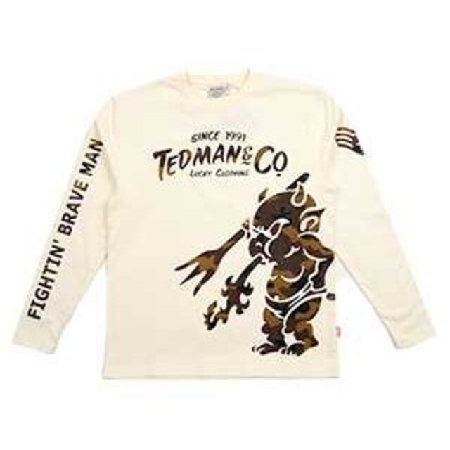 TEDMAN(テッドマン)のﾃｯﾄﾞﾏﾝ/ﾛﾝT/ﾎﾜｲﾄ/TDLS-344/ｴﾌ商会/ｶﾐﾅﾘﾓｰﾀｰｽ メンズのトップス(Tシャツ/カットソー(七分/長袖))の商品写真