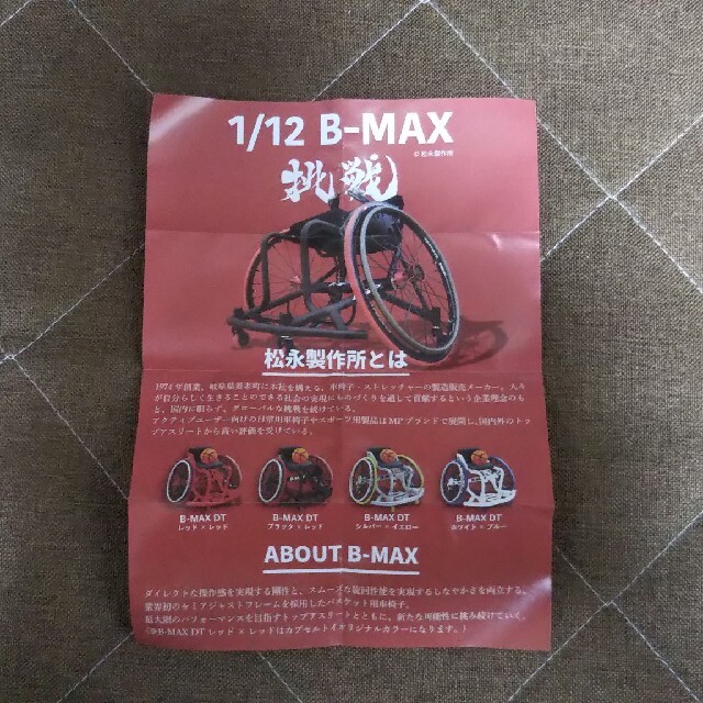 1/12 B-MAX 松永製作所 レッド×レッド 車椅子バスケ カプセルトイ エンタメ/ホビーのフィギュア(スポーツ)の商品写真