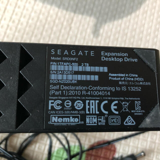 ELECOM(エレコム)のSEAGATE/ELECOM　2TB　外付けハードディスク スマホ/家電/カメラのPC/タブレット(PC周辺機器)の商品写真