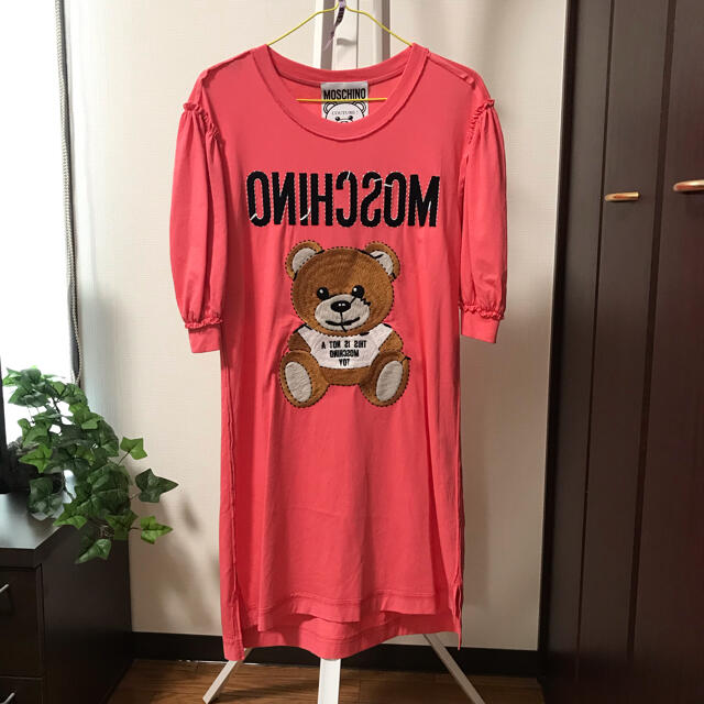 MOSCHINO(モスキーノ)のMOSCHINO モスキーノ ワンピース ロングTシャツ 刺繍 テディベア レディースのワンピース(ひざ丈ワンピース)の商品写真