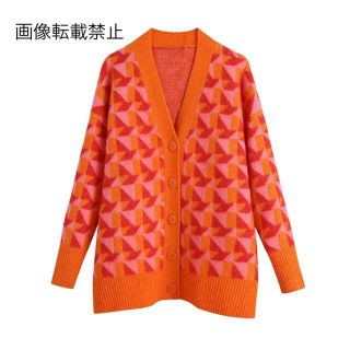 ザラ(ZARA)の🌰9月新作🌾5996◆幾何学柄 ニット カーディガン(カーディガン)