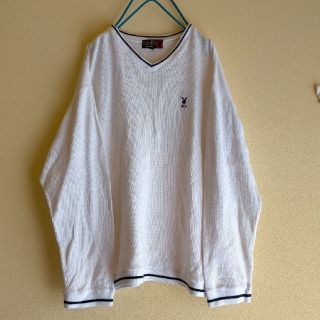 プレイボーイ(PLAYBOY)のvintage 90's RHD PLAYBOY  Vネック コットン ニット(ニット/セーター)