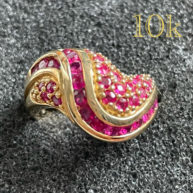 10kイエローゴールド☆ルビーリング☆9号 レディースのアクセサリー(リング(指輪))の商品写真