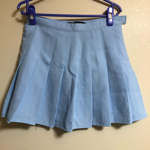 ミニプリーツスカート　水色　Lサイズ レディースのスカート(ミニスカート)の商品写真