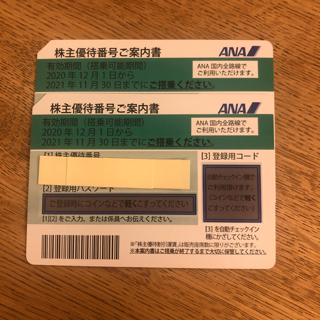 ANA(全日本空輸)(エーエヌエー(ゼンニッポンクウユ))のANA 株主優待券　2枚セット チケットの優待券/割引券(その他)の商品写真