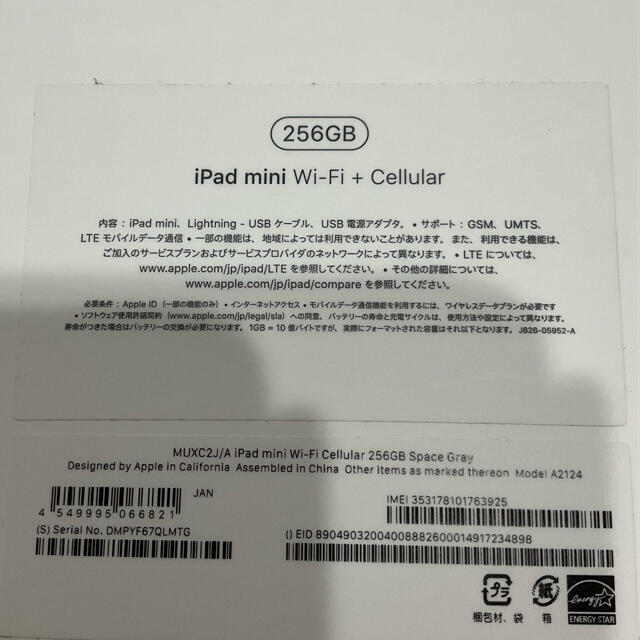 iPad mini 第5世代 Wi-Fi+Cellular 256GB