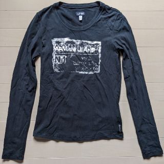 アルマーニジーンズ(ARMANI JEANS)のARMANI JEANS アルマーニジーンズ◆ロンT レディースS 黒◆美品N(Tシャツ(長袖/七分))