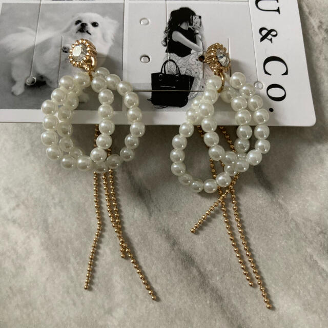 しまむら MUMUコラボ パールピアス ボールチェーンピアス
