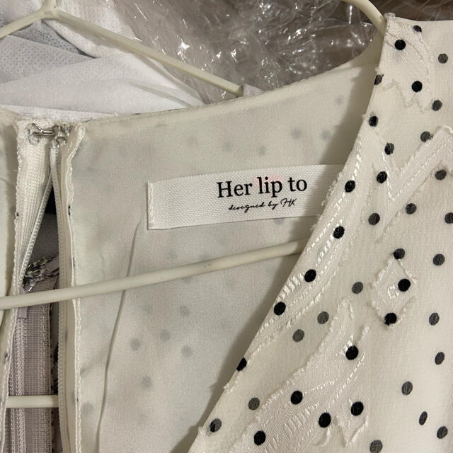 Lace trimmed Pin Dot Dress/her lip toの通販 by ゆかり's shop｜ラクマ 20%OFF