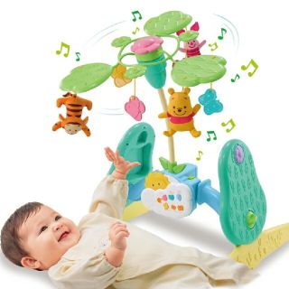 【美品】 ディズニー くまのプーさんえらべる回転 6WAYジムにへんしんメリー(オルゴールメリー/モービル)
