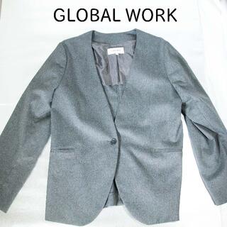 グローバルワーク(GLOBAL WORK)のGLOBAL WORK ノーカラージャケット グレー L(ノーカラージャケット)