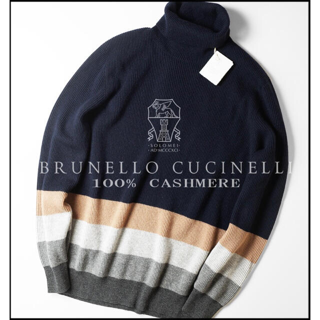 BRUNELLO CUCINELLI(ブルネロクチネリ)のyousuke様カシミヤ100％肉厚ネイビータートルネックニットセーター52XL メンズのトップス(ニット/セーター)の商品写真