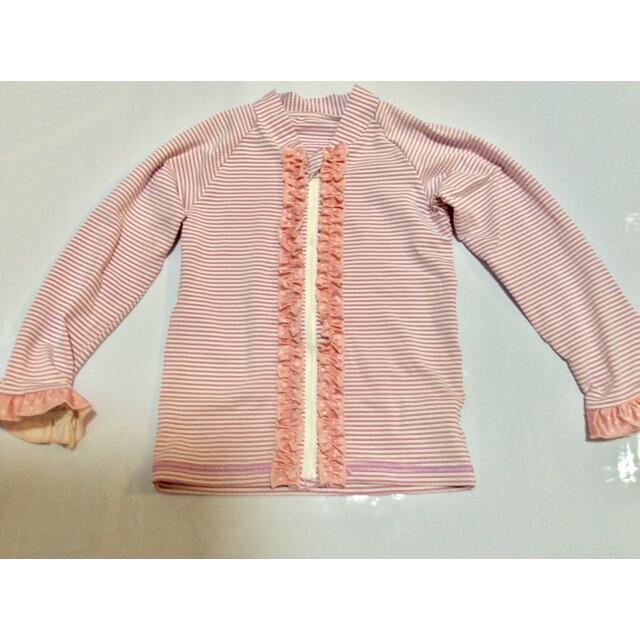 ボーダーフリルラッシュガード キッズ/ベビー/マタニティのキッズ服女の子用(90cm~)(水着)の商品写真
