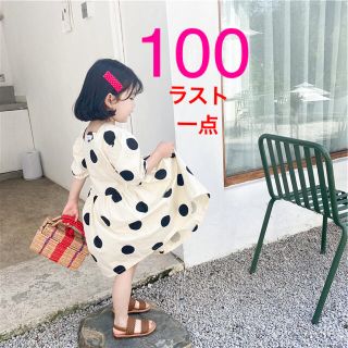 キッズ ワンピース 100 ドット パフ 韓国 子供服 半袖(ワンピース)