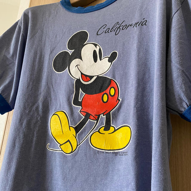 Disney - 90s USA製 アメリカ古着 ミッキーマウス トリムTシャツ 【美 