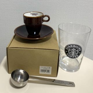 スターバックスコーヒー(Starbucks Coffee)のスタバ　デミタスカップ&ソーサー、グラス、計量スプーン　※シェーカーセット追加(食器)