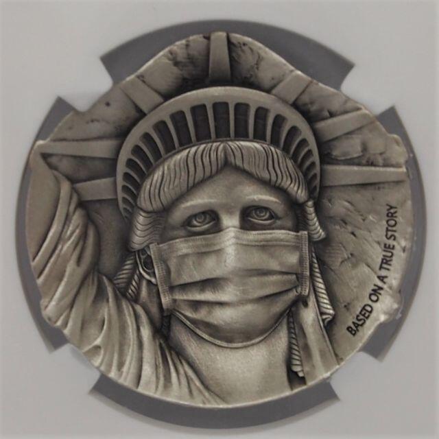 MS70 2020 中国 銀貨 シルバー 自由の女神 マスク コロナ NGC エンタメ/ホビーの美術品/アンティーク(貨幣)の商品写真