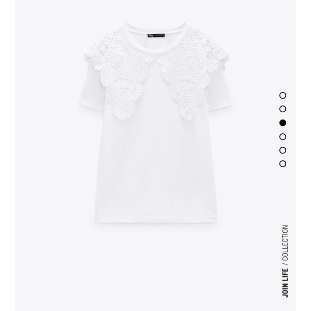 ZARA(ザラ)の【美品】ZARA 付け襟　Tシャツ　ホワイト　S レディースのトップス(Tシャツ(半袖/袖なし))の商品写真