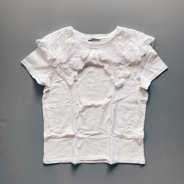 ZARA(ザラ)の【美品】ZARA 付け襟　Tシャツ　ホワイト　S レディースのトップス(Tシャツ(半袖/袖なし))の商品写真