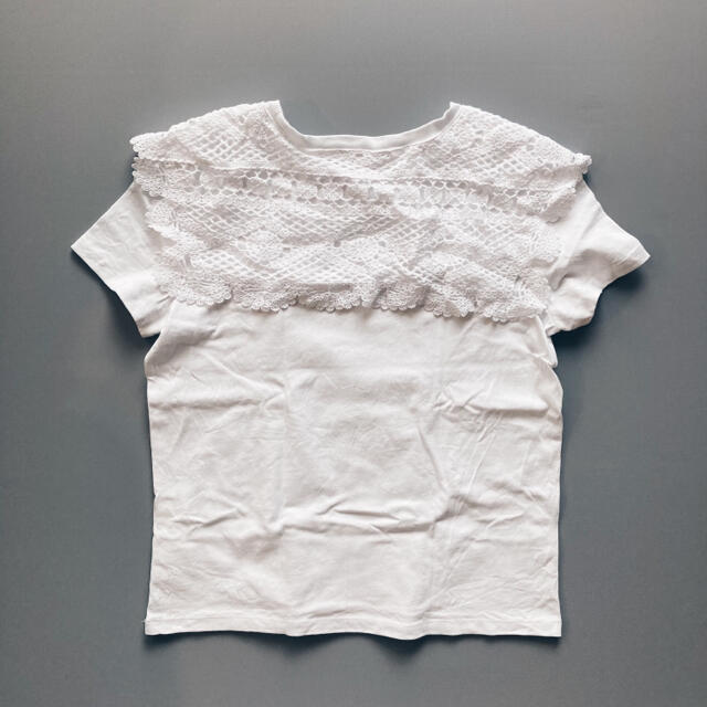 ZARA(ザラ)の【美品】ZARA 付け襟　Tシャツ　ホワイト　S レディースのトップス(Tシャツ(半袖/袖なし))の商品写真