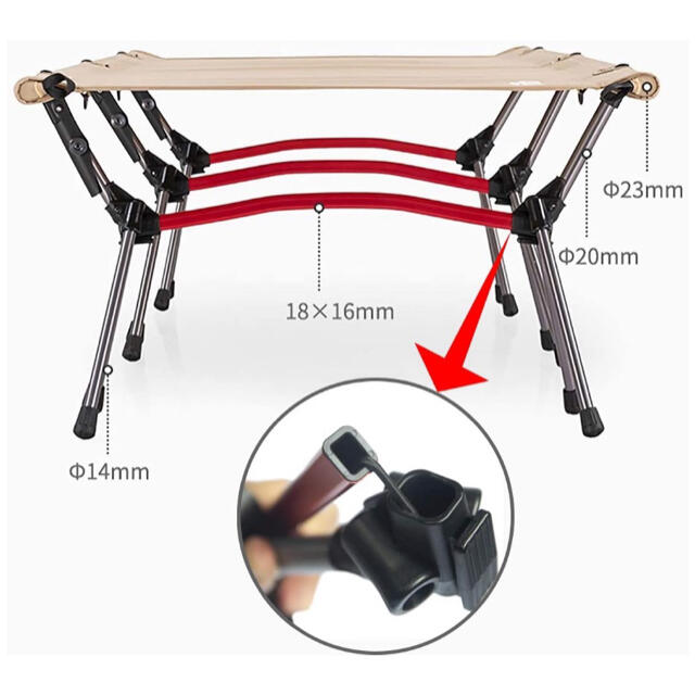 ネイチャーハイク コット Naturehikeブラック 最新式レバーロック装置付 スポーツ/アウトドアのアウトドア(テーブル/チェア)の商品写真