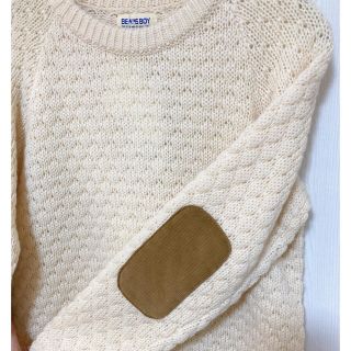 タグ付き未使用❗️BEAMS BOY / 3ゲージラーベン エルボーパッチニット