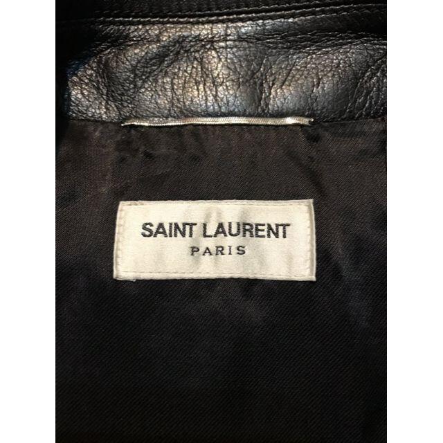 Saint Laurent(サンローラン)のサンローランパリ★ピンバッジダブルレザーライダースジャケット メンズのジャケット/アウター(ライダースジャケット)の商品写真