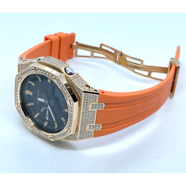 G-SHOCK(ジーショック)のG-Shock GA-2100 3rd フルジルコニア ローズゴールド&オレンジ メンズの時計(腕時計(アナログ))の商品写真