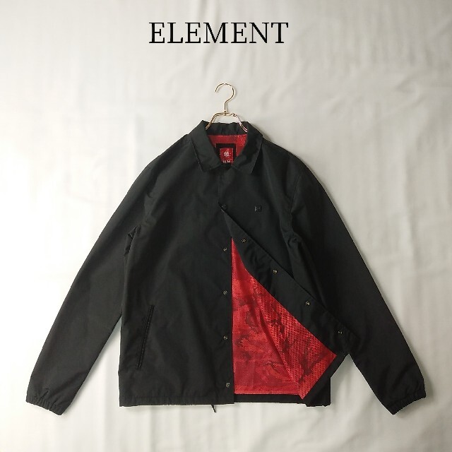 ELEMENT(エレメント)のELEMENT コーチジャケット ナイロン Mサイズ ブラック 裏地 迷彩柄 メンズのジャケット/アウター(ナイロンジャケット)の商品写真