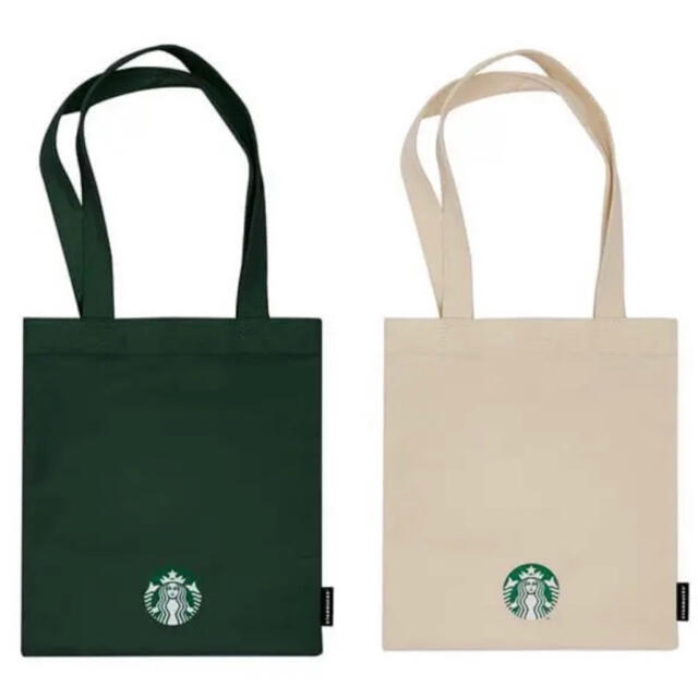 Starbucks Coffee(スターバックスコーヒー)の2色セット！　台湾　スターバックス　トートバッグ　手帳　グリーン　ホワイト レディースのバッグ(トートバッグ)の商品写真