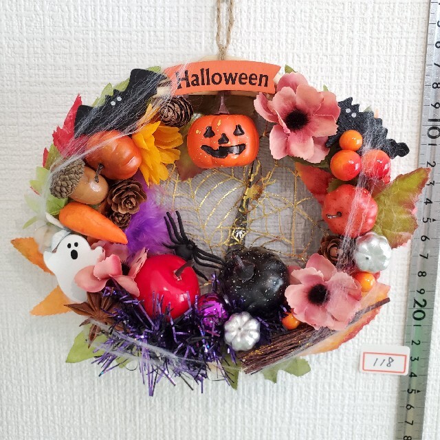 ☆NO.23☆光る☆ハロウィンリース☆ハロウィーン☆フラワーリース