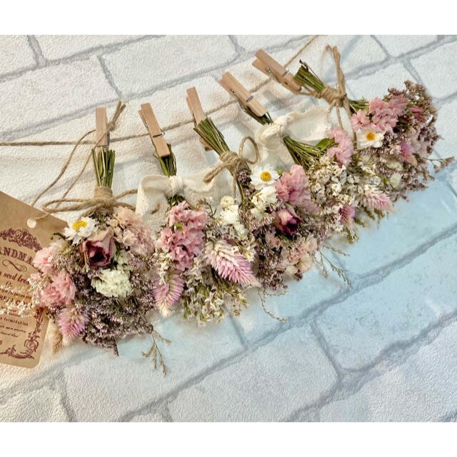 販促通販 ドライフラワー スワッグ ガーランド❁433 薔薇 ピンク 白 ... ドライフラワー スワッグ ガーランド❁380 ピンク薔薇 スターチス白 花束