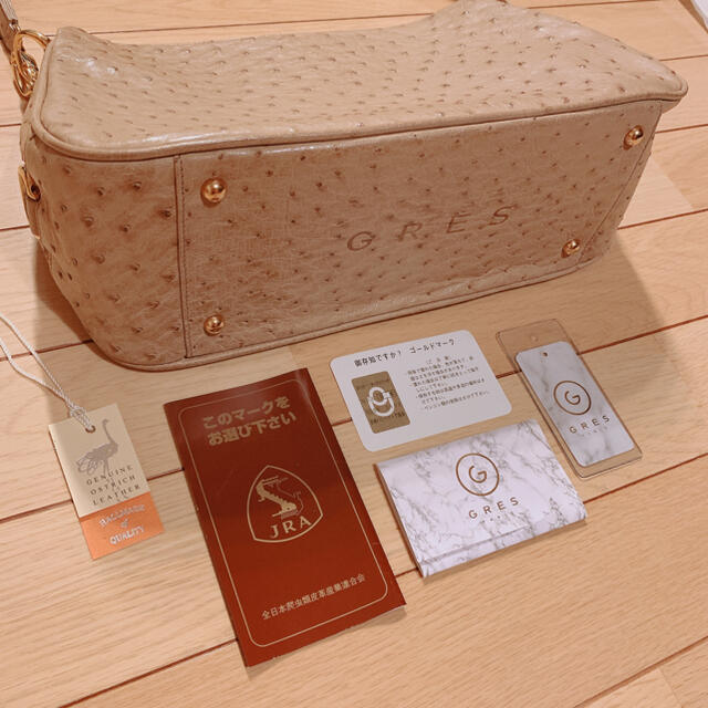 GRES(グレ)の定価27万円 GRES paris オーストリッチ 最高級 日本製 ギャランティ レディースのバッグ(ハンドバッグ)の商品写真