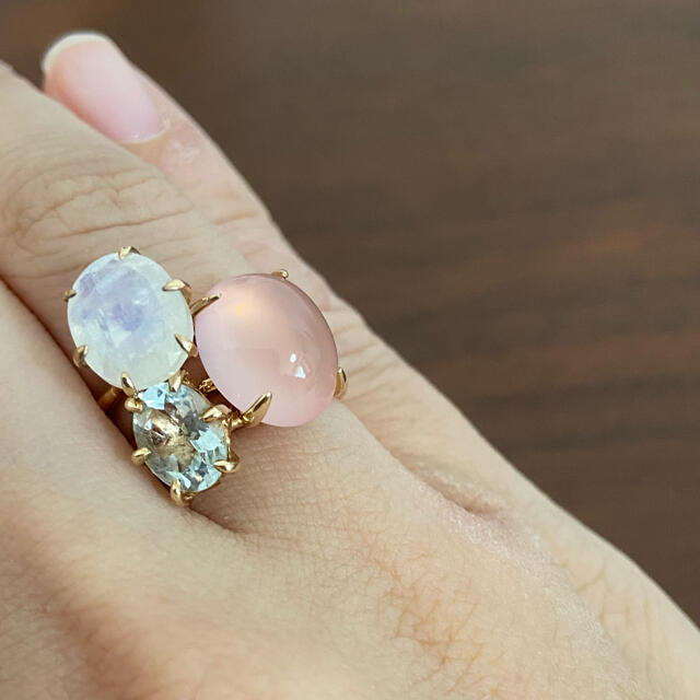 希少?! cloche(クロチェ) ミルキーアクアマリンリングK10YG