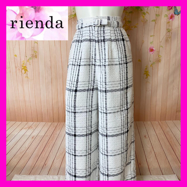 rienda(リエンダ)の【新品・未着用品】リエンダ rienda チェック柄 ワイド パンツ レディースのパンツ(カジュアルパンツ)の商品写真