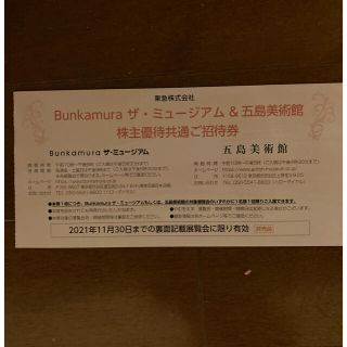 Bunkamuraザ・ミュージアム&五島美術館株主優待共通ご招待券(美術館/博物館)