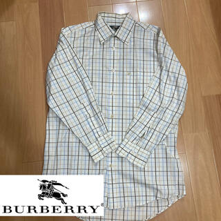 【美品】Burberry/バーバリー　チェックシャツ　七分丈　ホワイトチェック