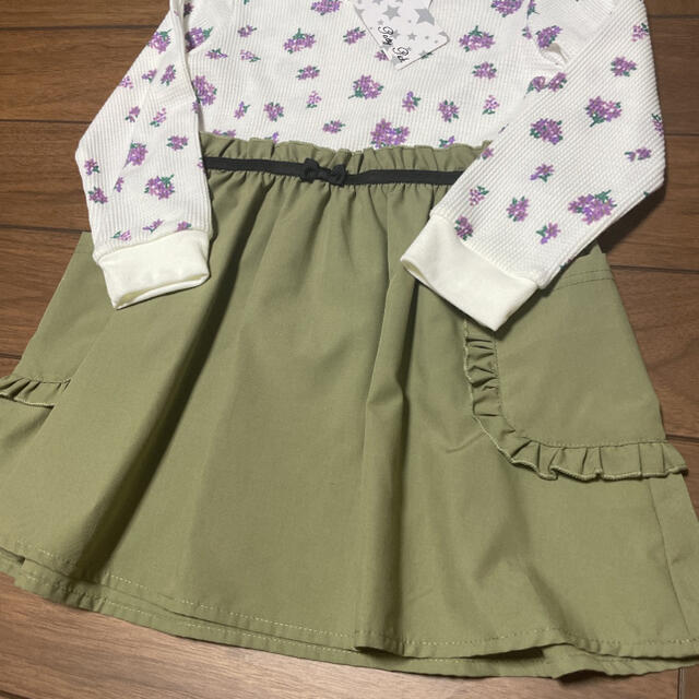 新品タグ付き　花柄ワッフル　切り替えワンピース　110㎝ キッズ/ベビー/マタニティのキッズ服女の子用(90cm~)(ワンピース)の商品写真