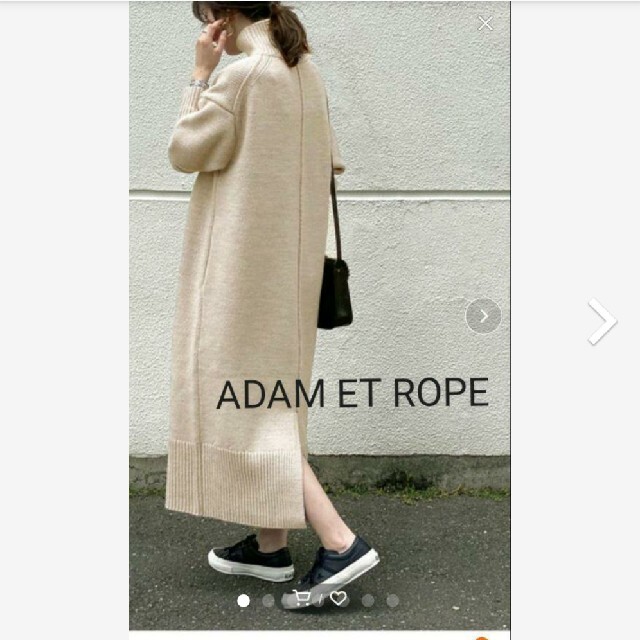 Adam et Rope'(アダムエロぺ)のADAM ET ROPE タートルバックスリットニットワンピ レディースのワンピース(ロングワンピース/マキシワンピース)の商品写真