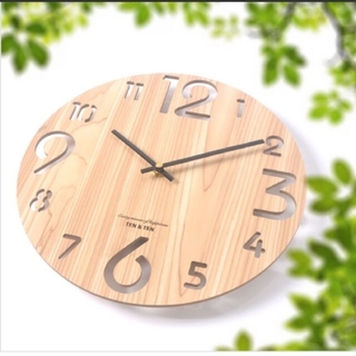 【無音】掛け時計 木製 円盤  IKEA ニトリ フランフラン 無印良品好きにも(掛時計/柱時計)