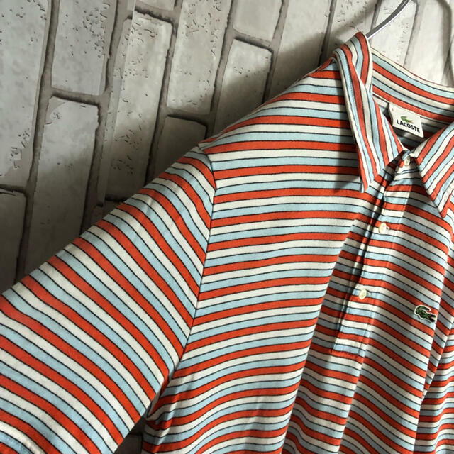 LACOSTE(ラコステ)のラコステ LACOSTE ポロシャツ ストライプ 半袖 ワンポイント 刺繍ロゴ メンズのトップス(ポロシャツ)の商品写真