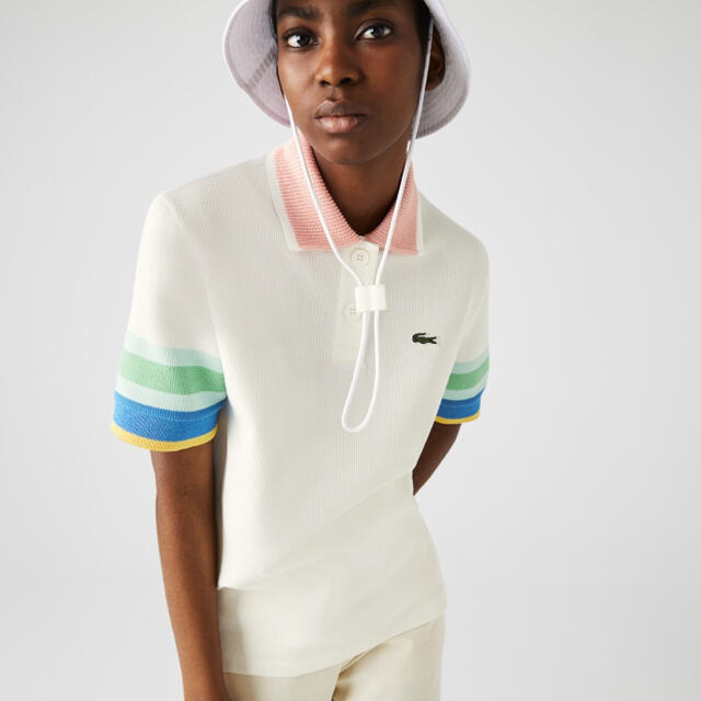 LACOSTE(ラコステ)のLacoste ワッフル　ポロシャツ　オフホワイト レディースのトップス(ポロシャツ)の商品写真