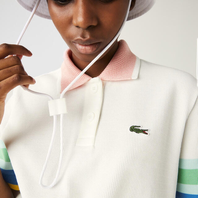 LACOSTE(ラコステ)のLacoste ワッフル　ポロシャツ　オフホワイト レディースのトップス(ポロシャツ)の商品写真