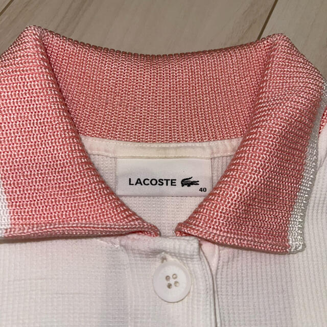 LACOSTE(ラコステ)のLacoste ワッフル　ポロシャツ　オフホワイト レディースのトップス(ポロシャツ)の商品写真